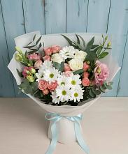 Букет цветов из:  Розы, Лизиантусы и Хризантемы в Беркакит