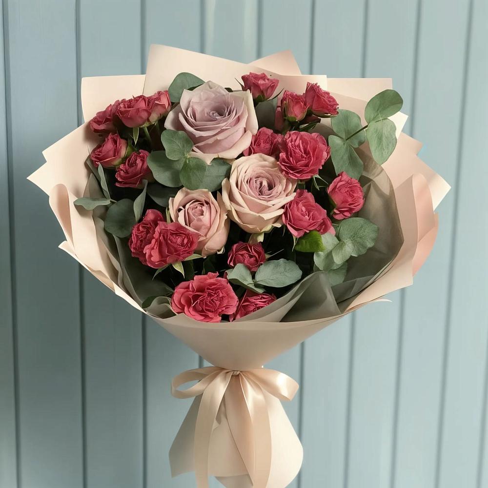 Букет цветов из: Гвоздики и Розы в Беркакит