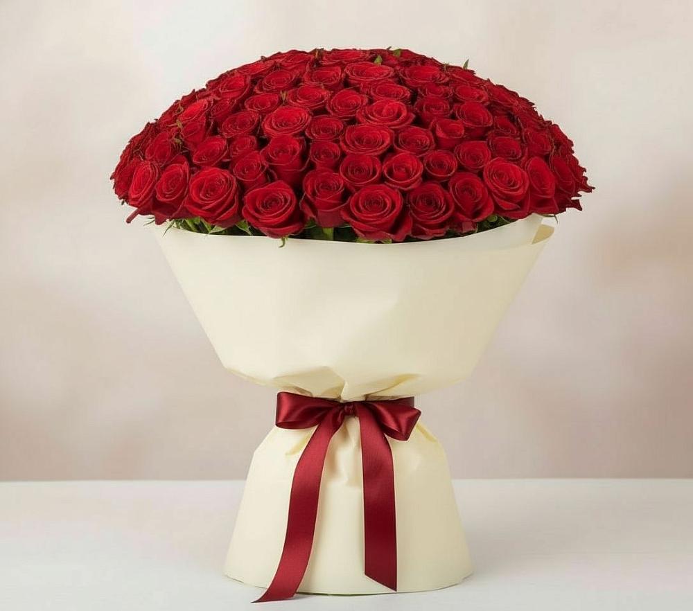 Букет 101 Красная роза Милано в Беркакит