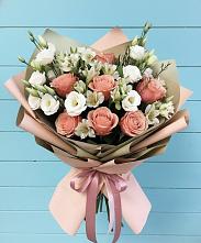 Букет цветов из:  Розы, Альстромерии и Лизиантусы в Беркакит