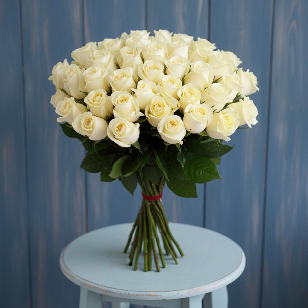 Букет 51 Белая роза Эдлесс Лав в Беркакит
