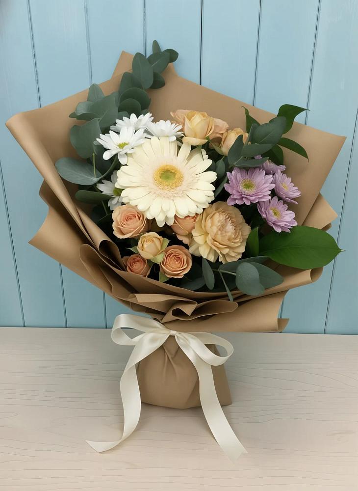Букет цветов из: Герберы и Хризантемы в Беркакит