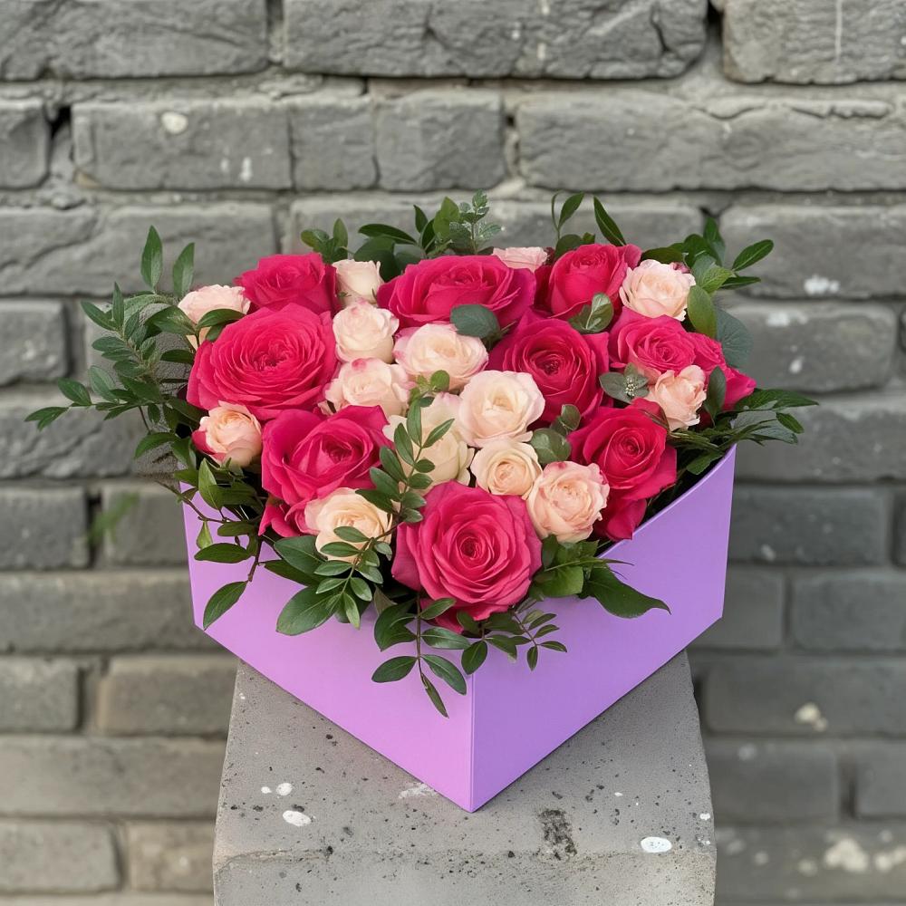 Цветочная композиция из Розы в коробке в Беркакит
