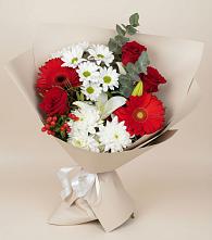 Букет цветов из:  Розы, Хризантемы, Герберы и Лилии в Беркакит