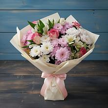 Букет цветов из:  Хризантемы, Альстромерии и Розы в Беркакит