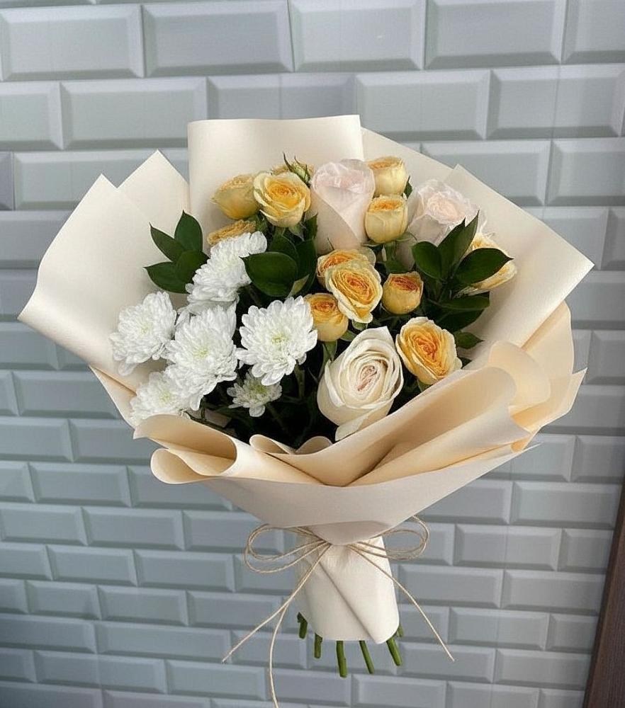 Букет цветов из: Розы и Хризантемы в Беркакит