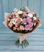 Букет цветов из:  Хризантемы, Розы и Альстромерии в Беркакит