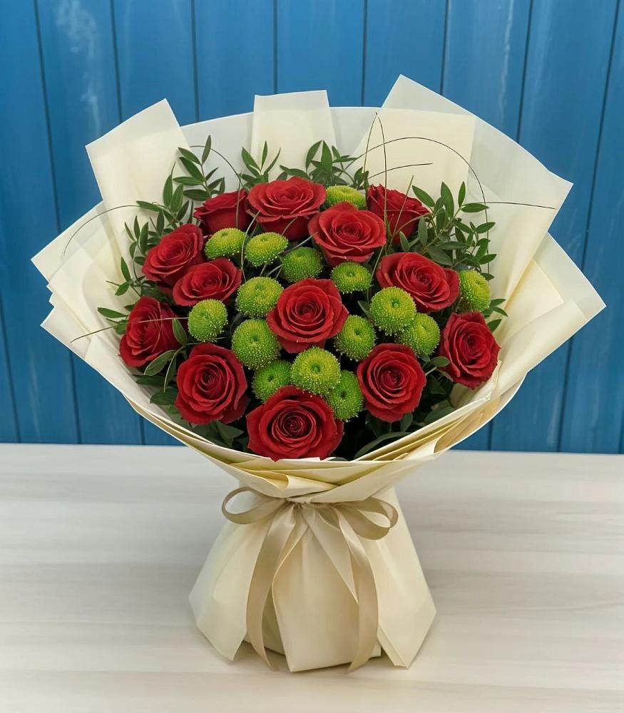 Букет цветов из: Розы и Хризантемы в Беркакит