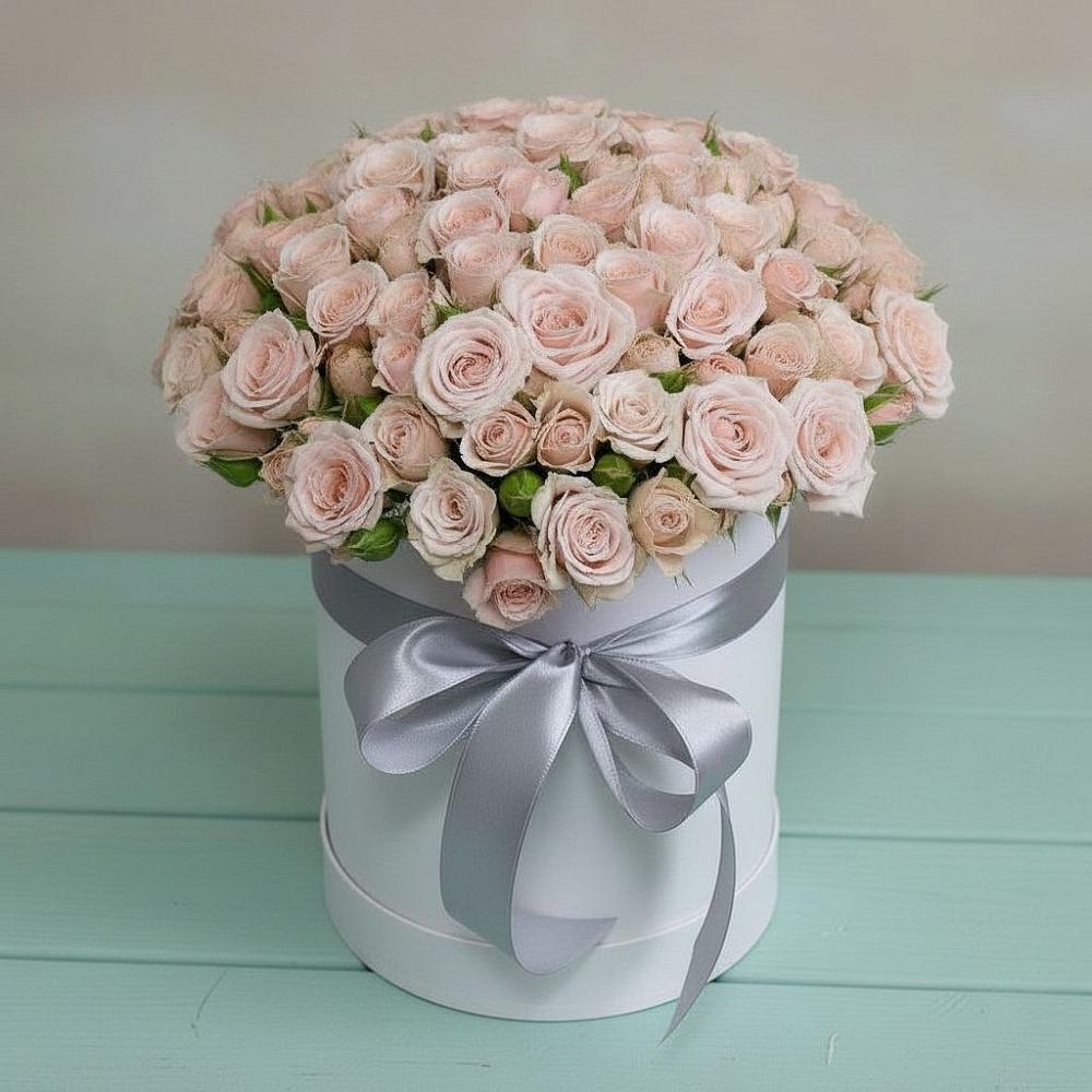 Цветочная композиция из Розы в шляпной коробке в Беркакит